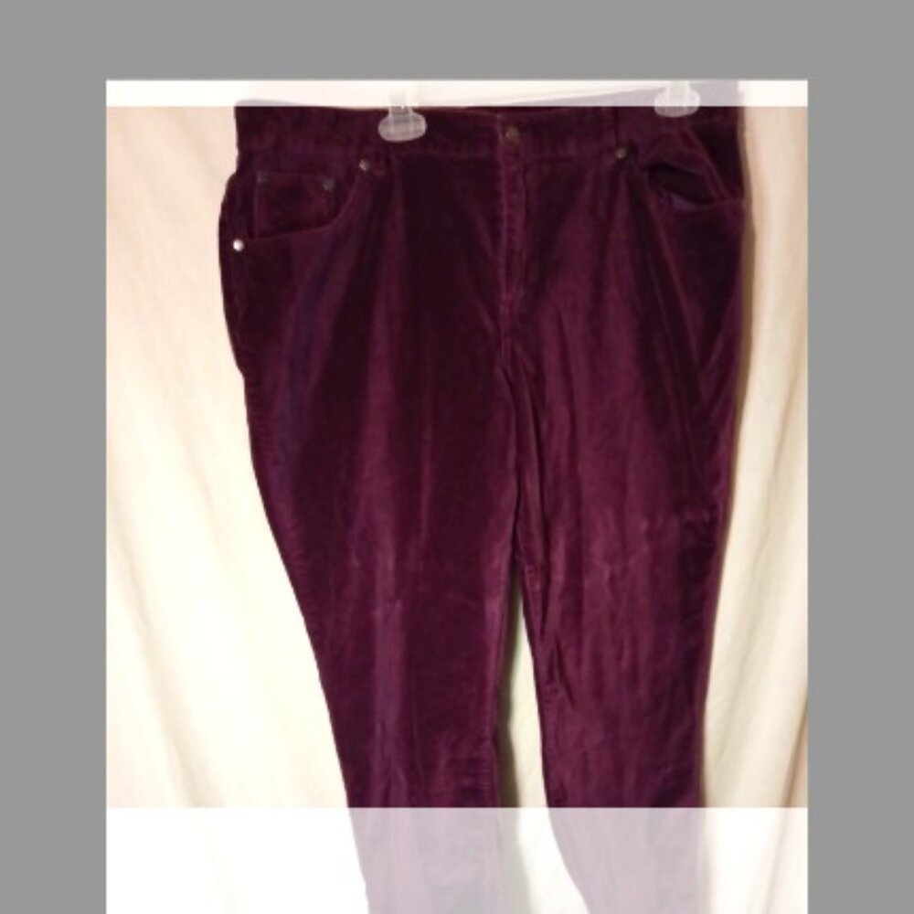 (M) DG2 Woman's Velour 5 Pocket Stretch Jeans 18 PW Plum NWOT